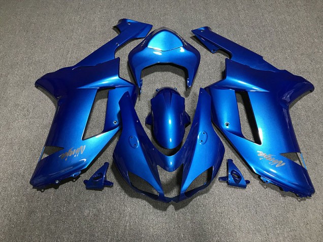 Logos In Glänzendem Blau & Chrom 07-08 Kawasaki ZX6R Verkleidung Logos In Glänzendem Blau & Chrom 07-08 Kawasaki ZX6R Verkleidung