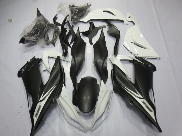 Matt Schwarz-Weiß 13-18 Kawasaki ZX6R Verkleidung Matt Schwarz-Weiß 13-18 Kawasaki ZX6R Verkleidung