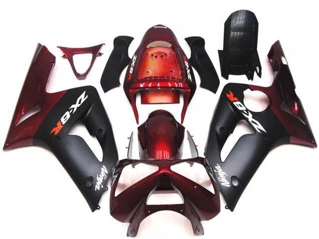 Matt Schwarz & Kastanienbraun 03-04 Kawasaki ZX6R Verkleidung Matt Schwarz & Kastanienbraun 03-04 Kawasaki ZX6R Verkleidung