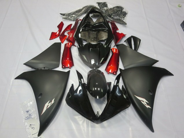 Matt Schwarz Rot 12-14 Yamaha R1 Verkleidung Matt Schwarz Rot 12-14 Yamaha R1 Verkleidung