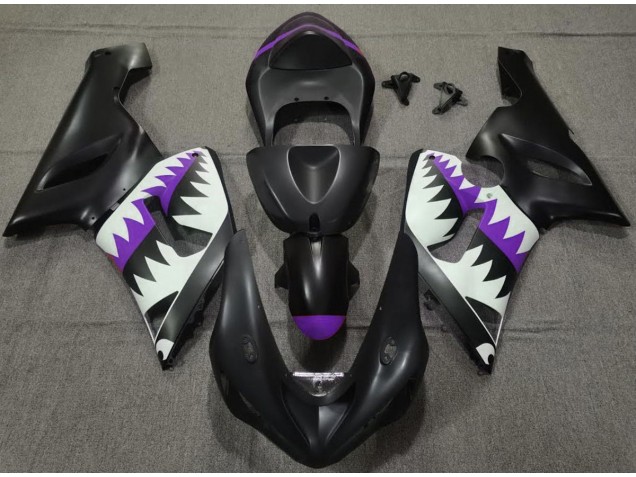Matt Schwarzer & Violetter Hai 05-06 Kawasaki ZX6R Verkleidung Matt Schwarzer & Violetter Hai 05-06 Kawasaki ZX6R Verkleidung