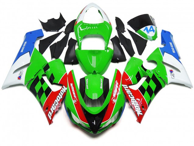Mehrfarbig Kariert 05-06 Kawasaki ZX6R Verkleidung Mehrfarbig Kariert 05-06 Kawasaki ZX6R Verkleidung