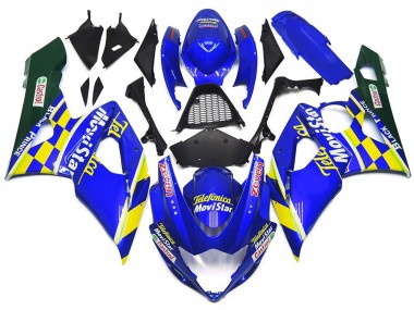 Movistar Blau & Gelb Kariert 05-06 Suzuki GSXR 1000 Verkleidung