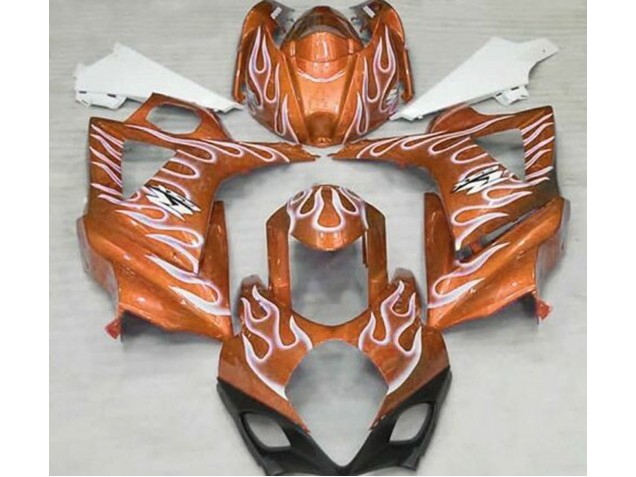 Orange Glänzend & Weiß Flame 07-08 Suzuki GSXR 1000 Verkleidung Orange Glänzend & Weiß Flame 07-08 Suzuki GSXR 1000 Verkleidung