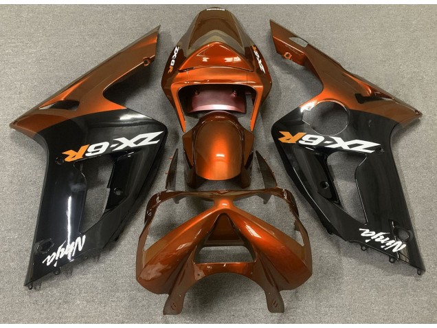 Orange Glänzend & Schwarz 03-04 Kawasaki ZX6R Verkleidung Orange Glänzend & Schwarz 03-04 Kawasaki ZX6R Verkleidung