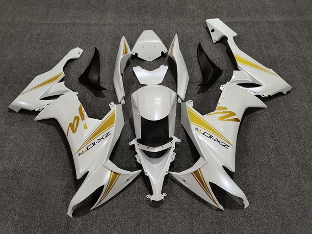 Perlweiß & Gold 08-10 Kawasaki ZX10R Verkleidung Perlweiß & Gold 08-10 Kawasaki ZX10R Verkleidung