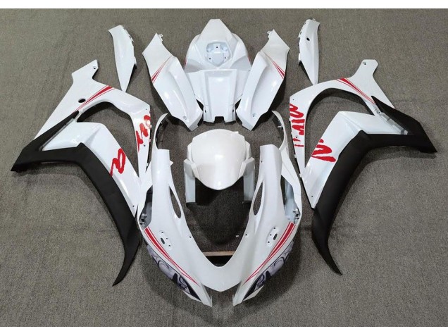 Perlweiß & Rot Logos 16-19 Kawasaki ZX10R Verkleidung Perlweiß & Rot Logos 16-19 Kawasaki ZX10R Verkleidung