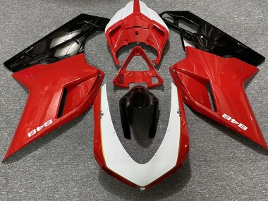 Rot Glänzend & Weiß (848 Aufkleber) 07-14 Ducati 848 1098 1198 Verkleidung