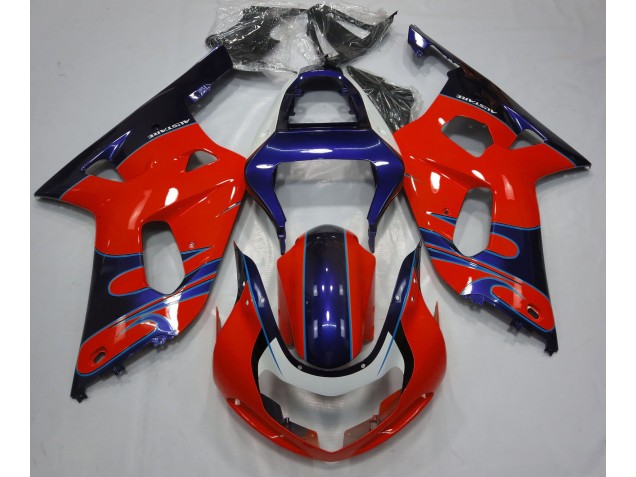 Rot Glänzend & Blau 01-03 Suzuki GSXR 600-750 Verkleidung Rot Glänzend & Blau 01-03 Suzuki GSXR 600-750 Verkleidung