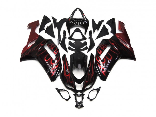 Rot Glänzend Flamme 07-08 Kawasaki ZX6R Verkleidung Rot Glänzend Flamme 07-08 Kawasaki ZX6R Verkleidung