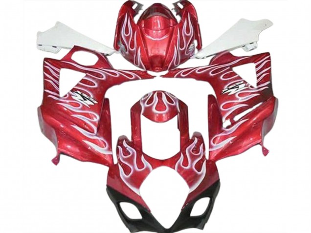 Rot Glänzend & Weiß Flamme 07-08 Suzuki GSXR 1000 Verkleidung Rot Glänzend & Weiß Flamme 07-08 Suzuki GSXR 1000 Verkleidung