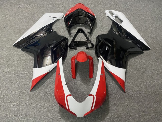Rot Glänzend Weiß & Schwarz 07-14 Ducati 848 1098 1198 Verkleidung Rot Glänzend Weiß & Schwarz 07-14 Ducati 848 1098 1198 Verkleidung