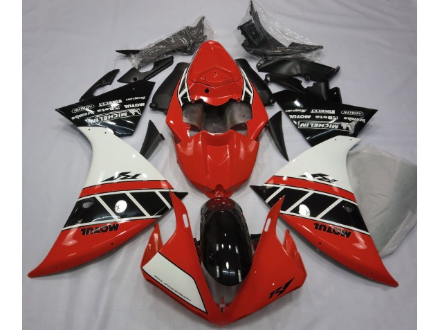 Rot Glänzend Weiß & Schwarz 12-14 Yamaha R1 Verkleidung Rot Glänzend Weiß & Schwarz 12-14 Yamaha R1 Verkleidung