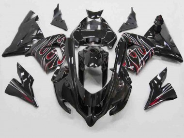 Rot Schwarz Flamme 04-05 Kawasaki ZX10R Verkleidung