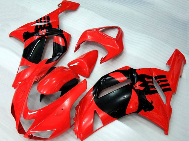 Rot Totenkopf 07-08 Kawasaki ZX6R Verkleidung Rot Totenkopf 07-08 Kawasaki ZX6R Verkleidung