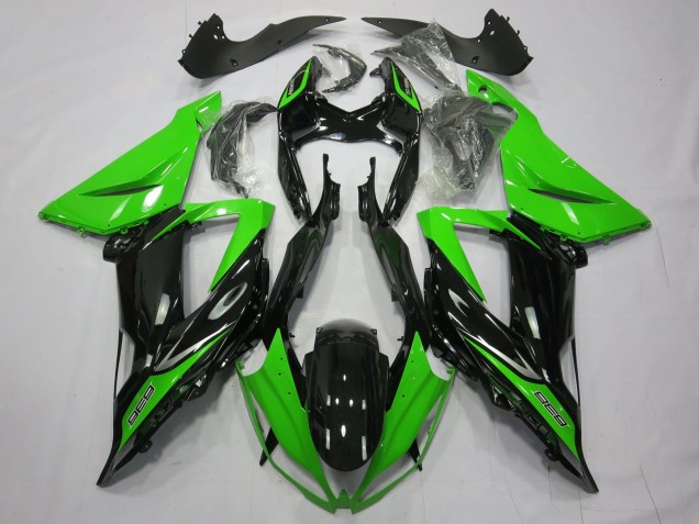 Schlichte Glänzend Schwarz Grün 13-18 Kawasaki ZX6R Verkleidung Schlichte Glänzend Schwarz Grün 13-18 Kawasaki ZX6R Verkleidung