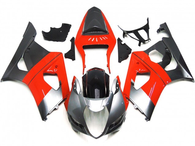 Schlichte Rot & Silbernes Design 03-04 Suzuki GSXR 1000 Verkleidung Schlichte Rot & Silbernes Design 03-04 Suzuki GSXR 1000 Verkleidung