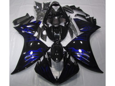 Schwarz & Blau Flamme 09-11 Yamaha R1 Verkleidung