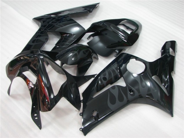 Schwarz Flamme 03-04 Kawasaki ZX6R Verkleidung Schwarz Flamme 03-04 Kawasaki ZX6R Verkleidung