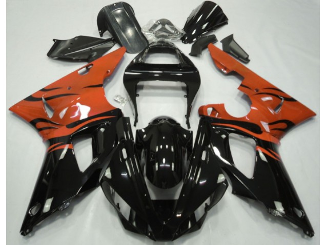 Schwarz Flamme & Orange 00-01 Yamaha R1 Verkleidung Schwarz Flamme & Orange 00-01 Yamaha R1 Verkleidung