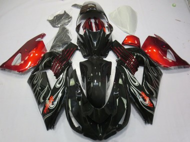 Schwarz Flamme Rot 06-11 Kawasaki ZX14R Verkleidung