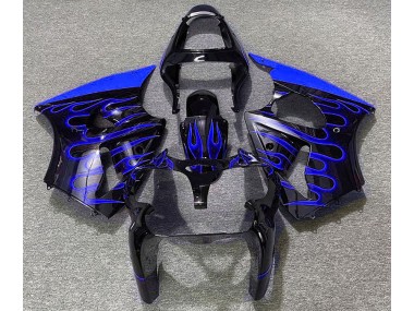 Schwarz Glänzend & Blau Flame 00-02 Kawasaki ZX6R Verkleidung