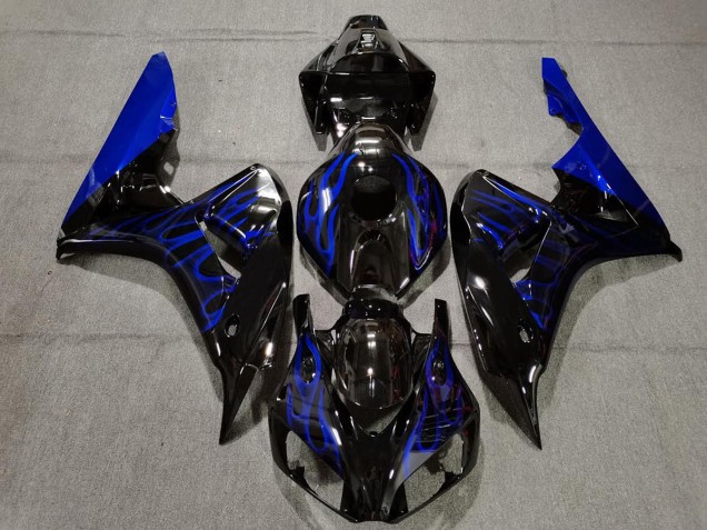 Schwarz Glänzend Blau Flame 06-07 Honda CBR1000RR Verkleidung Schwarz Glänzend Blau Flame 06-07 Honda CBR1000RR Verkleidung