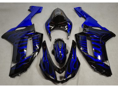 Schwarz Glänzend & Blau Flame 07-08 Kawasaki ZX6R Verkleidung