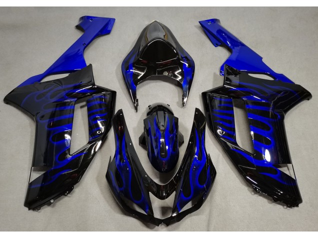 Schwarz Glänzend & Blau Flame 07-08 Kawasaki ZX6R Verkleidung Schwarz Glänzend & Blau Flame 07-08 Kawasaki ZX6R Verkleidung