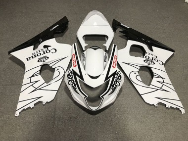 Schwarz Glänzend & Weiß Corona Stil 04-05 Suzuki GSXR 600-750 Verkleidung