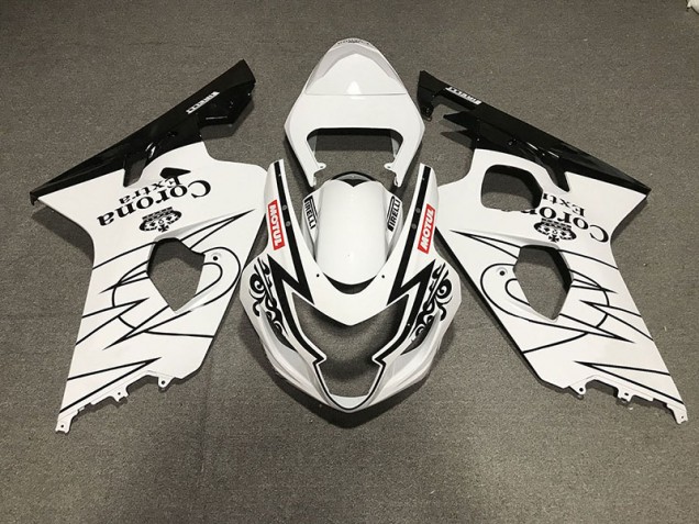 Schwarz Glänzend & Weiß Corona Stil 04-05 Suzuki GSXR 600-750 Verkleidung Schwarz Glänzend & Weiß Corona Stil 04-05 Suzuki GSXR 600-750 Verkleidung