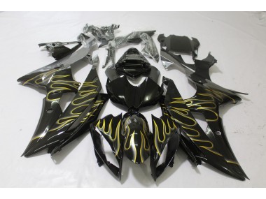 Schwarz Glänzend & Flame 08-16 Yamaha R6 Verkleidung