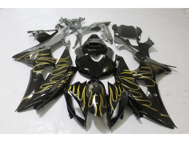 Schwarz Glänzend & Flame 08-16 Yamaha R6 Verkleidung Schwarz Glänzend & Flame 08-16 Yamaha R6 Verkleidung