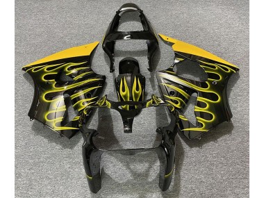 Schwarz Glänzend & Gelb Flame 00-02 Kawasaki ZX6R Verkleidung