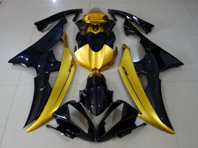 Schwarz Glänzend & Gold 08-16 Yamaha R6 Verkleidung Schwarz Glänzend & Gold 08-16 Yamaha R6 Verkleidung