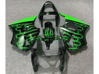 Schwarz Glänzend & Grün Flame 00-02 Kawasaki ZX6R Verkleidung