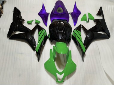 Schwarz Glänzend & Grüne & Violette Akzente 07-08 Honda CBR600RR Verkleidung