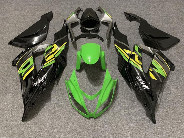Schwarz Glänzend & Grünes Rennen 13-18 Kawasaki ZX6R Verkleidung Schwarz Glänzend & Grünes Rennen 13-18 Kawasaki ZX6R Verkleidung