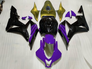 Schwarz Glänzend & Lila Mit Goldenen Akzenten 07-08 Honda CBR600RR Verkleidung