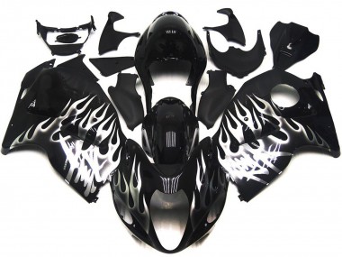 Schwarz Glänzend Mit Silber Flame 97-07 Suzuki GSXR 1300 Verkleidung