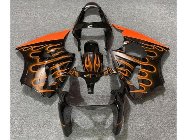 Schwarz Glänzend & Orange Flame 00-02 Kawasaki ZX6R Verkleidung