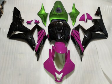 Schwarz Glänzend & Rosa & Grüne Akzente 07-08 Honda CBR600RR Verkleidung