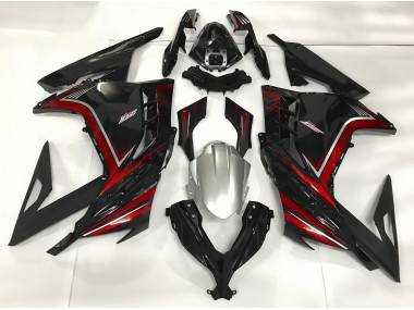 Schwarz Glänzend & Rot 13-18 Kawasaki Ninja 300 Verkleidung