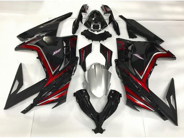 Schwarz Glänzend & Rot 13-18 Kawasaki Ninja 300 Verkleidung Schwarz Glänzend & Rot 13-18 Kawasaki Ninja 300 Verkleidung