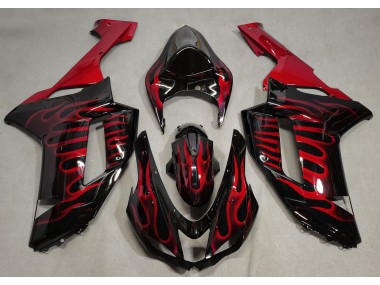 Schwarz Glänzend & Rot Flame 07-08 Kawasaki ZX6R Verkleidung
