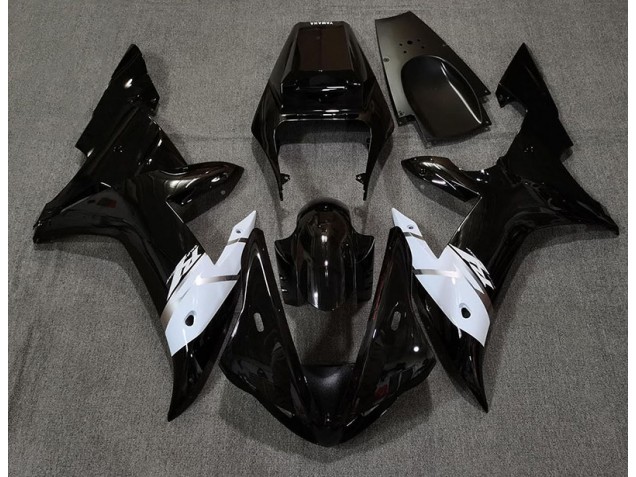 Schwarz Glänzend Weiß & Silber 02-03 Yamaha R1 Verkleidung Schwarz Glänzend Weiß & Silber 02-03 Yamaha R1 Verkleidung