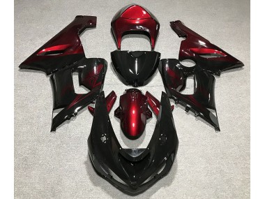 Schwarz Glänzend & Tiefrot 05-06 Kawasaki ZX6R Verkleidung