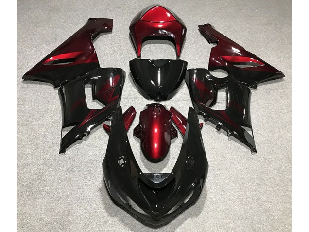 Schwarz Glänzend & Tiefrot 05-06 Kawasaki ZX6R Verkleidung Schwarz Glänzend & Tiefrot 05-06 Kawasaki ZX6R Verkleidung