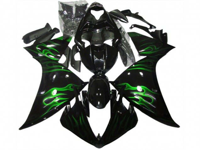 Schwarz & Grün Flamme 09-11 Yamaha R1 Verkleidung Schwarz & Grün Flamme 09-11 Yamaha R1 Verkleidung