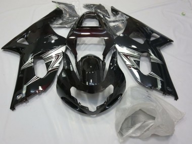 Schwarz Silber Glanz 01-03 Suzuki GSXR 600-750 Verkleidung